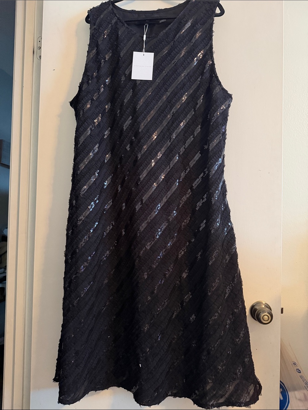 Anthropologie Endless Rose Black Sequin A-Line Dress ✨New✨